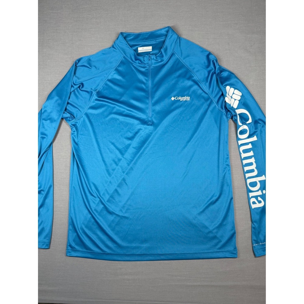 Columbia PFG Performance Mens Lg 1/4 Zip Pullover Long Sleeve Shirt Royal Blue